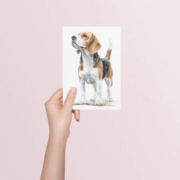 Watercolor Beagle Portrait Wall Art Print Poster, Unframed - Pet Artwork - Picture 5 of 5